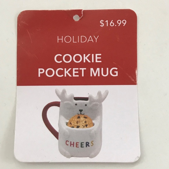 Reindeer Ceramic Mug Cookie Pocket Mug 14oz. Christmas Mug New With Tags - Picture 8 of 10